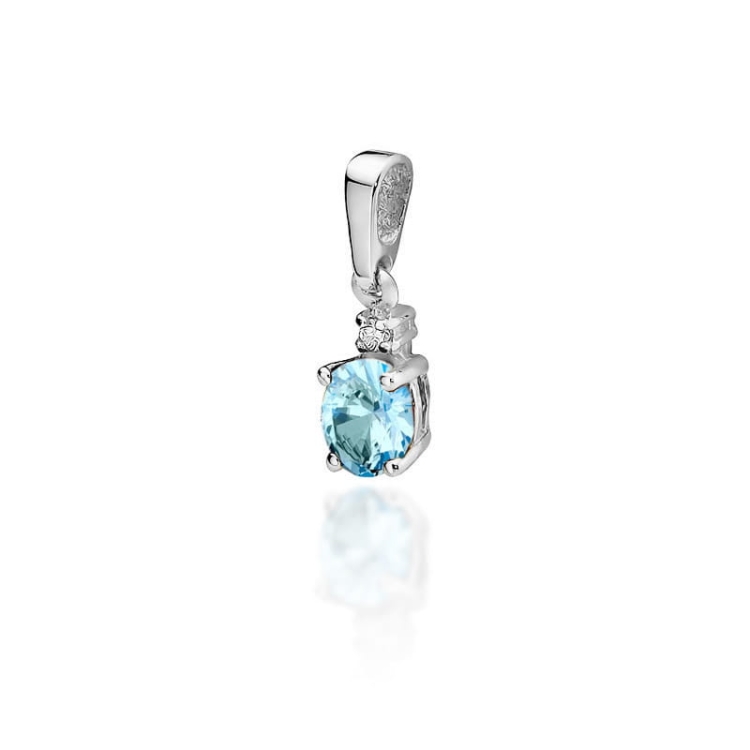 Zawieszka z białego złota 585 z topazem i diamentem 0,014ct The Diamonds GW-1-topaz-b