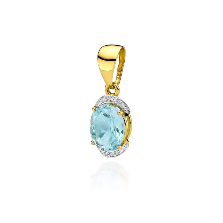 Zawieszka z żółtego złota 585 z topazem i diamentami 0,04ct The Diamonds BZ-150