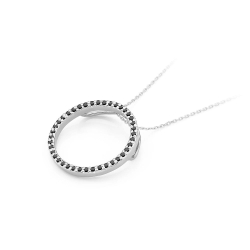 Zawieszka z białego złota 585 z czarnymi diamentami 0,20ct The Diamonds BZ-442-czarne-diamenty-b