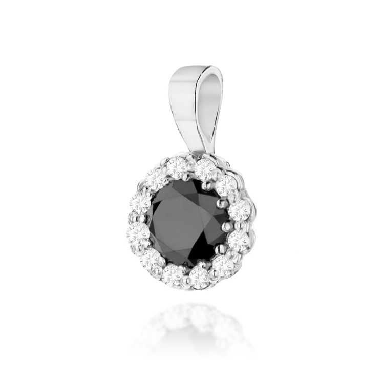 Zawieszka z białego złota 585 z czarnym diamentem i diamentami 0,10ct The Diamonds BZ-510-b