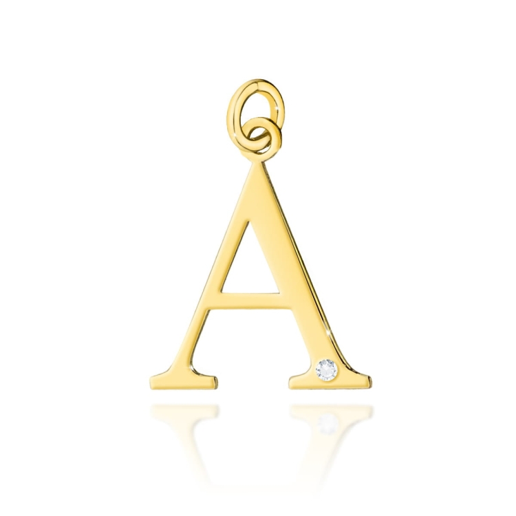 Zawieszka literka -A z żółtego złota 585 z diamentem 0,005ct The Diamonds BZ-69-A