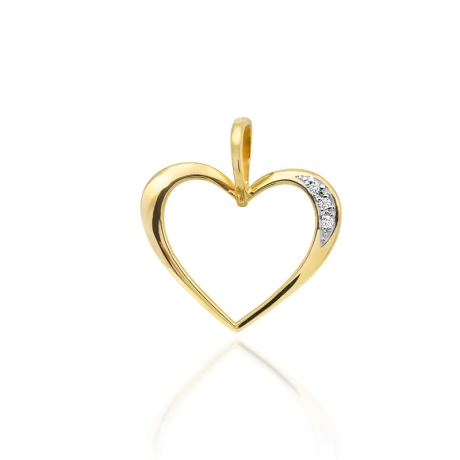 Przejdź do produktu Zawieszka z żółtego złota serce z diamentami 0,025ct The Diamonds