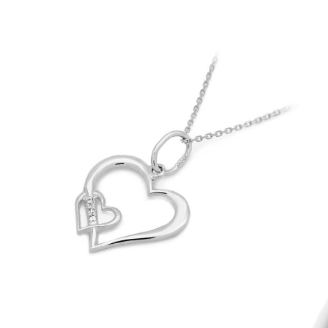 Przejdź do produktu Zawieszka z białego złota serce z diamentami 0,015ct The Diamonds