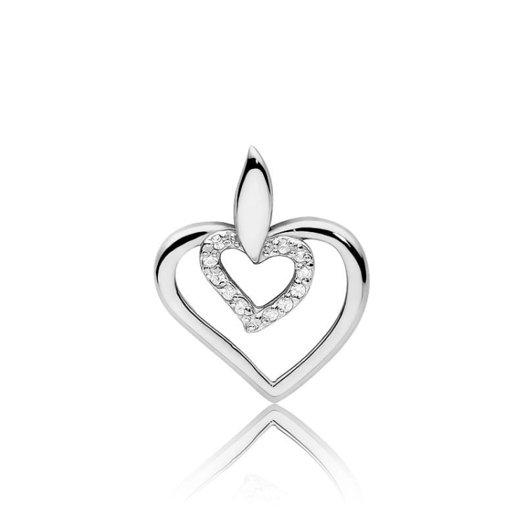 Zawieszka z białego złota serce z diamentami 0,06ct The Diamonds BS-16-b