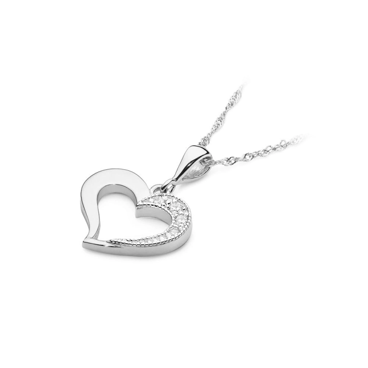 Zawieszka z białego złota serce z diamentami 0,06ct The Diamonds BS-23-b