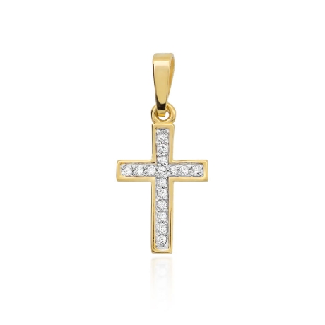 Przejdź do produktu Zawieszka z żółtego złota krzyż z diamentami 0,08ct The Diamonds 