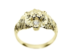 Sygnet z żółtego złota 585 z cyrkonią lew Be Unique Syg-001