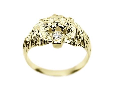 Sygnet z żółtego złota 585 z cyrkonią lew Be Unique Syg-001