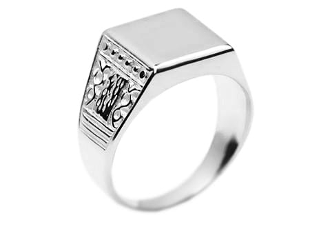 Sygnet z białego złota 585 klasyczny Be Unique Syg-011-b