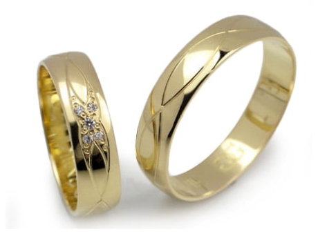 Przejdź do produktu Obrączki ślubne z żółtego złota półokrągłe z cyrkoniami 5mm Lux L151