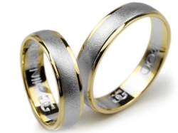 Obrączki ślubne dwukolorowe półokrągłe 5mm Lovely L002-k