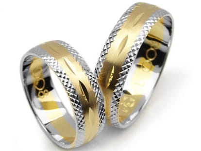 Obrączki ślubne dwukolorowe półokrągłe 6mm Lovely L008-k