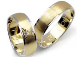 Obrączki ślubne dwukolorowe półokrągłe z cyrkoniami 6mm Lovely L010-k