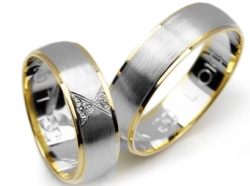 Obrączki ślubne dwukolorowe półokrągłe z cyrkoniami 6mm Lovely L010-k