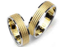 Dwukolorowe obrączki ślubne płaskie 6mm Lovely L011-k