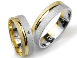 Obrączki ślubne z dwóch kolorów złota płaskie z cyrkonią 6mm Lovely L015-k