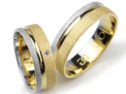 Obrączki ślubne z dwóch kolorów złota płaskie z cyrkonią 6mm Lovely L015-k