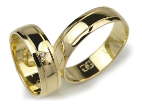 Przejdź do produktu Obrączki ślubne z żółtego złota półokrągłe z cyrkonią 6mm Lux L054