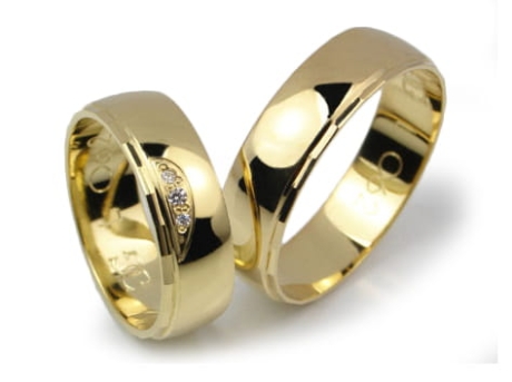 Przejdź do produktu Obrączki ślubne z żółtego złota półokrągłe z cyrkoniami 6mm Lux L062