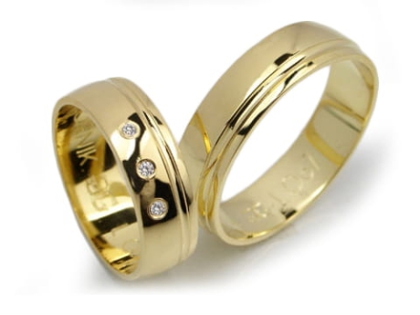 Przejdź do produktu Obrączki ślubne z żółtego złota półokrągłe z cyrkoniami 6mm Lux L067