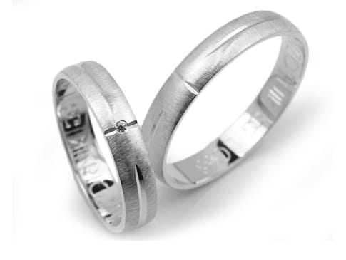 Obrączki ślubne z białego złota półokrągłe z cyrkonią 4mm Lovely L068-b