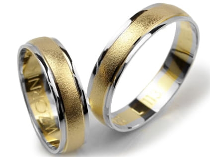Dwukolorowe obrączki ślubne  półokrągłe 5mm Lovely  L113-k