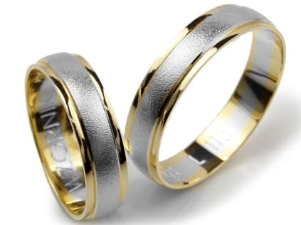 Dwukolorowe obrączki ślubne  półokrągłe 5mm Lovely L113-k