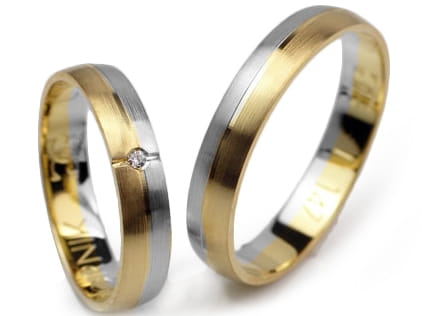 Obrączki ślubne z białego złota półokrągłe z cyrkonią 4mm Lovely L147-k