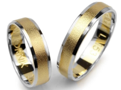 Przejdź do produktu Dwukolorowe złote obrączki ślubne półokrągłe  5mm Lux L153