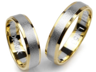 Przejdź do produktu Dwukolorowe złote obrączki ślubne półokrągłe  5mm Lux L153