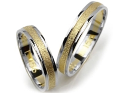 Dwukolorowe złote obrączki ślubne płaskie 4mm Lovely L156-k