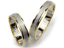 Dwukolorowe złote obrączki ślubne płaskie 4mm Lovely L156-k