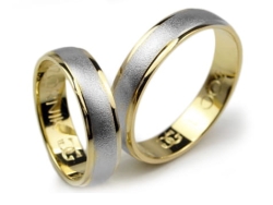 Obrączki ślubne z żółtego złota i rodowanego 333 półokrągłe 5mm Lovely L002-333