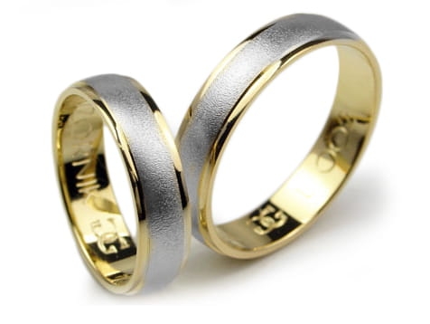 Obrączki ślubne z żółtego złota i rodowanego 333 półokrągłe 5mm Lovely L002-333