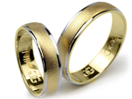 Obrączki ślubne z żółtego złota i rodowanego 333 półokrągłe 5mm Lovely L002-333
