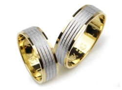 Obrączki ślubne z żółtego i rodowanego złota 333 płaskie 6mm Lovely L011-333