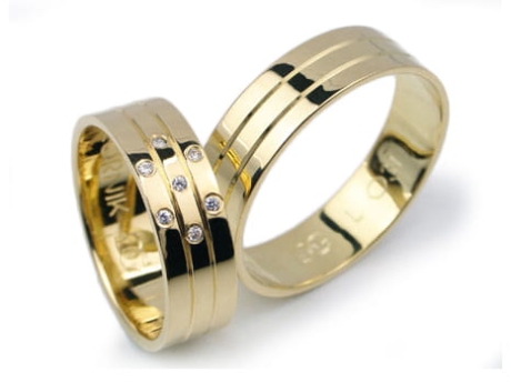 Przejdź do produktu Obrączki ślubne z żółtego złota 333 płaskie z cyrkoniami 6mm Lux L031