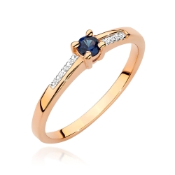Pierścionek zaręczynowy z różowego złota z szafirem i diamentami 0,04ct Fire Of Love