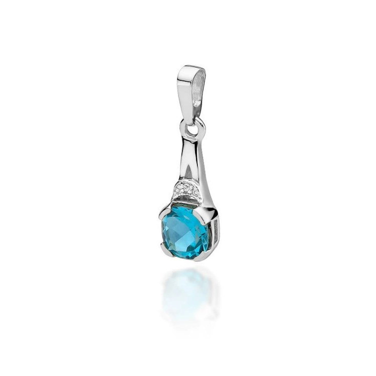 Zawieszka z białego złota 585 z topazem i diamentem 0,005ct The Diamonds