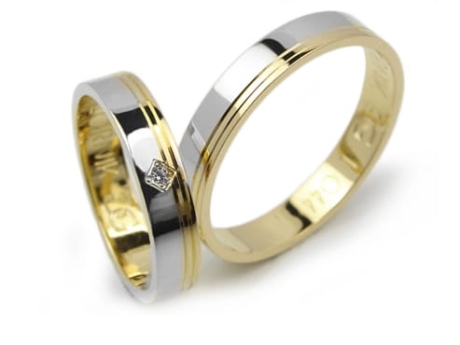 Przejdź do produktu Obrączki ślubne z żółtego złota 333 płaskie z cyrkonią 4mm Lux L044