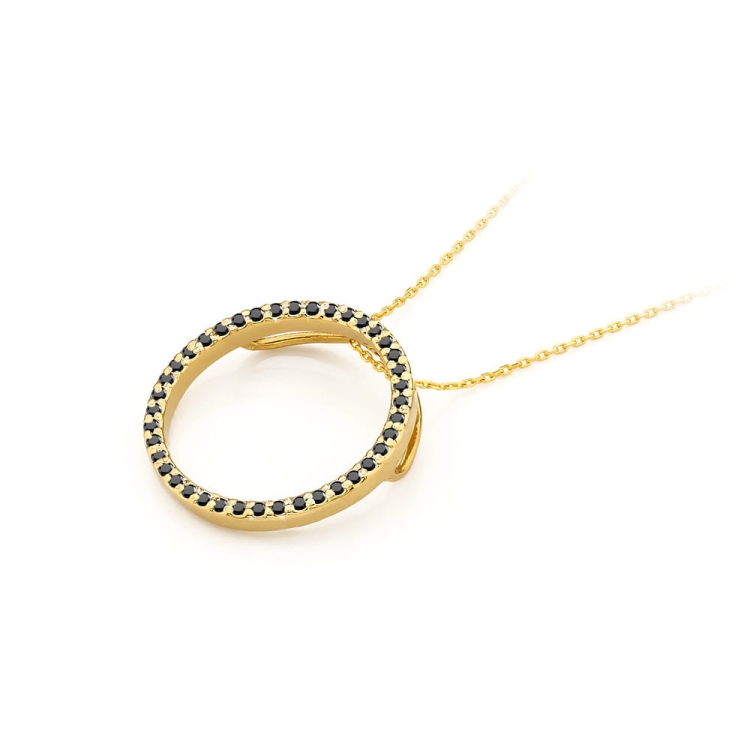 Zawieszka z żółtego złota 585 z czarnymi diamentami 0,20ct The Diamonds