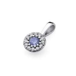 Zawieszka z białego złota 585 z tanzanitem i diamentami 0,10ct The Diamonds