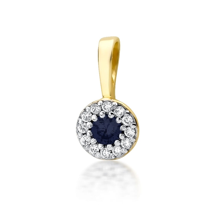 Zawieszka z żółtego złota 585 z szafirem i diamentami 0,10ct The Diamonds