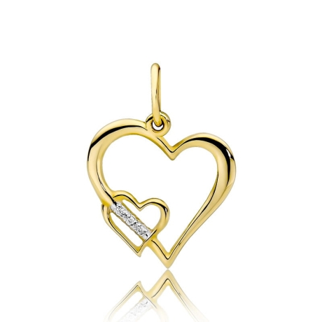 Przejdź do produktu Zawieszka z żółtego złota serce z diamentami 0,015ct The Diamonds