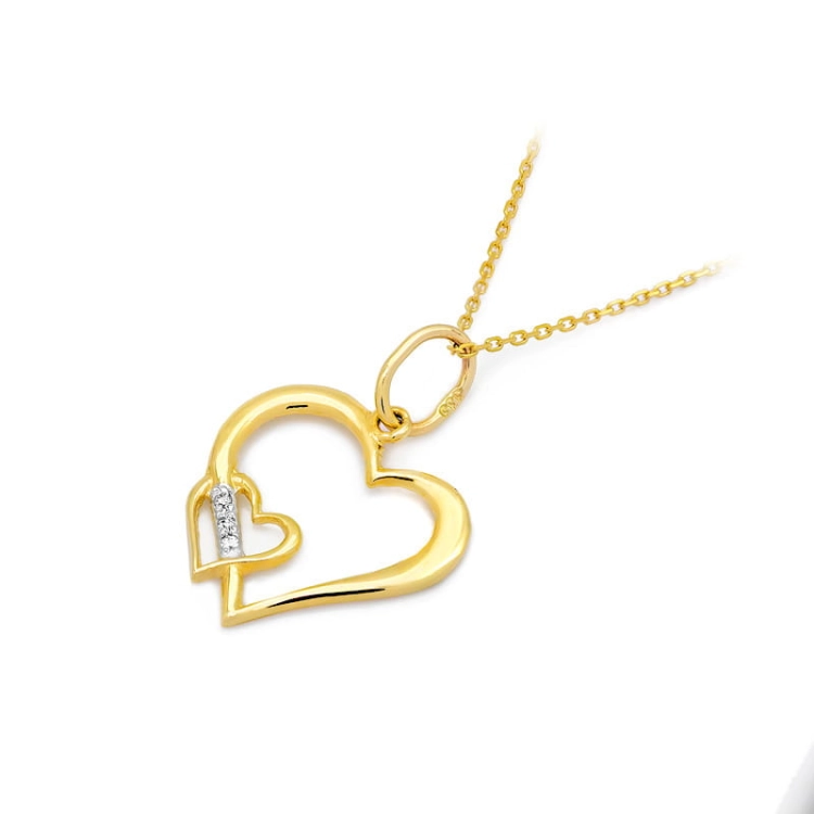 Zawieszka z żółtego złota serce z diamentami 0,015ct The Diamonds