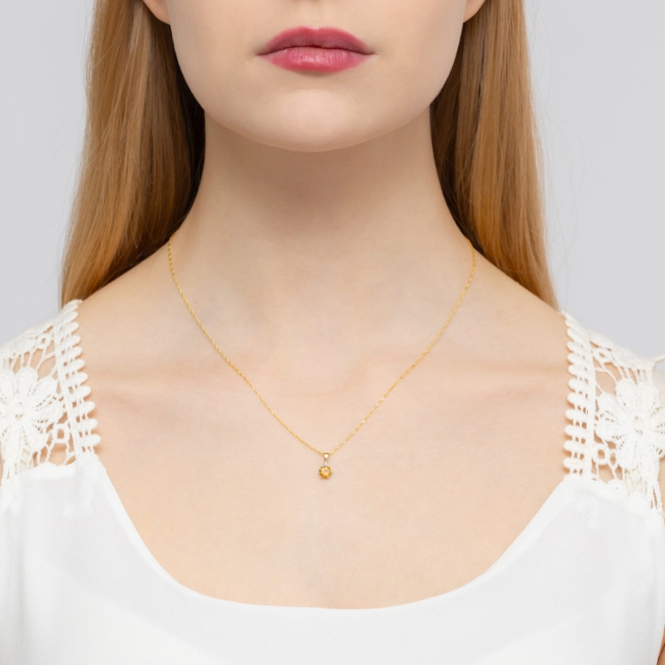 Zawieszka z żółtego złota 585 z cytrynem i diamentem 0,015ct The Diamonds