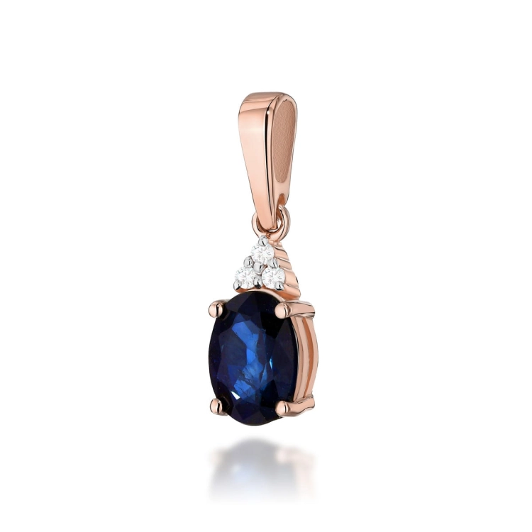 Zawieszka z różowego złota 585 z szafirem i diamentami 0,025ct The Diamonds