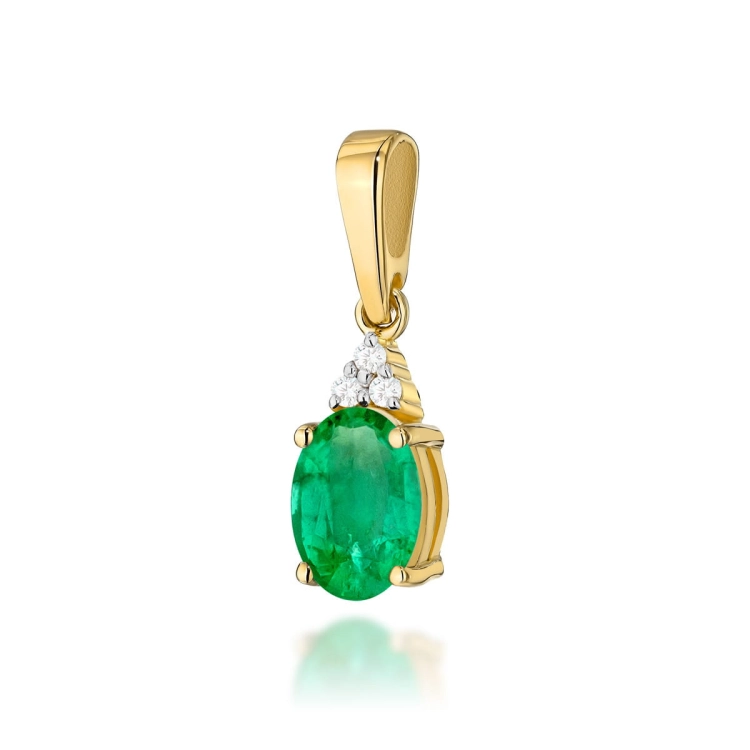 Zawieszka z żółtego złota 585 z szmaragdem i diamentami 0,025ct The Diamonds