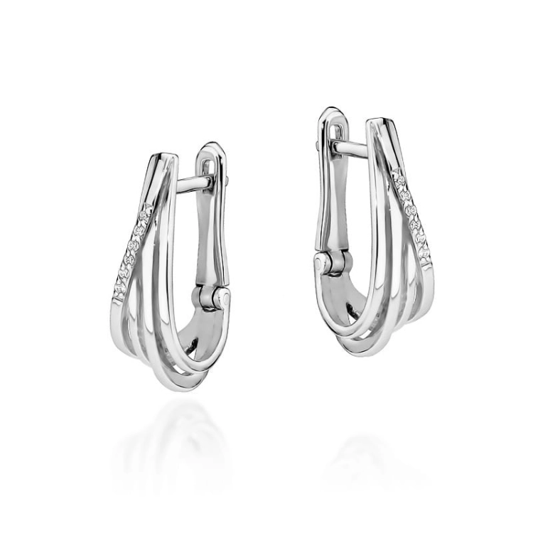 Kolczyki z białego złota 585 z diamentami 0,06ct The Diamonds
