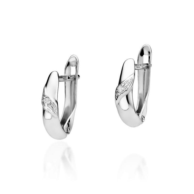 Kolczyki z białego złota 585 z diamentami 0,04ct The Diamonds
